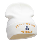 Petty Officer Veteran Embroidered Long Knitted Beanie