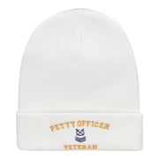 Petty Officer Veteran Embroidered Long Knitted Beanie