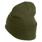 Veteran US Marine Corps Logo Embroidered 12 Inch Cuff Long Beanie Made in USA - Olive OSFM