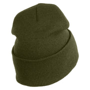 Veteran US Marine Corps Logo Embroidered 12 Inch Cuff Long Beanie Made in USA - Olive OSFM