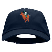 Horse Riding Jockey Embroidered Low Profile Dyed Cotton Twill Cap