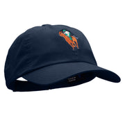 Horse Riding Jockey Embroidered Low Profile Dyed Cotton Twill Cap