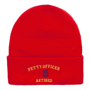 Petty Officer Veteran Embroidered Long Knitted Beanie