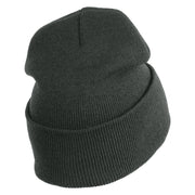 Veteran US Marine Corps Logo Embroidered 12 Inch Cuff Long Beanie Made in USA - Graphite OSFM