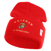 Veteran US Marine Corps Logo Embroidered 12 Inch Cuff Long Beanie Made in USA - Red OSFM