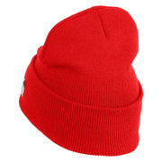 Veteran US Marine Corps Logo Embroidered 12 Inch Cuff Long Beanie Made in USA - Red OSFM