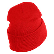 Veteran US Marine Corps Logo Embroidered 12 Inch Cuff Long Beanie Made in USA - Red OSFM