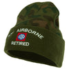 82nd Airborne Retired Logo Embroidered Camo Knit Long Cuff Beanie