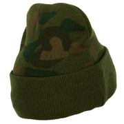 82nd Airborne Retired Logo Embroidered Camo Knit Long Cuff Beanie