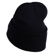 Retired US Marine Corps Logo Embroidered 12 Inch Cuff Long Beanie Made in USA - Black OSFM