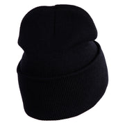 Retired US Marine Corps Logo Embroidered 12 Inch Cuff Long Beanie Made in USA - Black OSFM