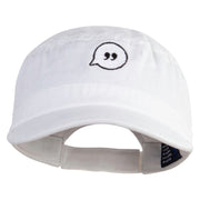 Text Bubble Embroidered Garment Washed Adjustable Army Cap - White OSFM