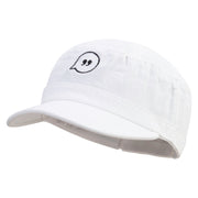 Text Bubble Embroidered Garment Washed Adjustable Army Cap - White OSFM