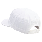 Text Bubble Embroidered Garment Washed Adjustable Army Cap - White OSFM