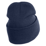 Retired US Marine Corps Logo Embroidered 12 Inch Cuff Long Beanie Made in USA - Navy OSFM