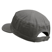 Text Bubble Embroidered Garment Washed Adjustable Army Cap - Grey OSFM