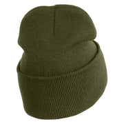 Retired US Marine Corps Logo Embroidered 12 Inch Cuff Long Beanie Made in USA - Olive OSFM
