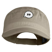 Text Bubble Embroidered Garment Washed Adjustable Army Cap - Khaki OSFM