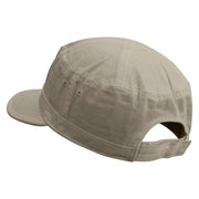 Text Bubble Embroidered Garment Washed Adjustable Army Cap - Khaki OSFM