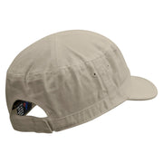 Text Bubble Embroidered Garment Washed Adjustable Army Cap - Khaki OSFM