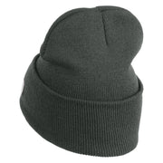 Retired US Marine Corps Logo Embroidered 12 Inch Cuff Long Beanie Made in USA - Graphite OSFM