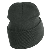 Retired US Marine Corps Logo Embroidered 12 Inch Cuff Long Beanie Made in USA - Graphite OSFM