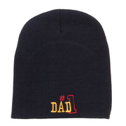 Number 1 Dad Outline Embroidered Short Beanie