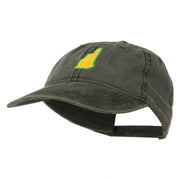 New Hampshire State Map Embroidered Washed Cotton Cap