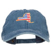 USA Flag New York Map Embroidered Washed Buckle Cap