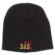 Number 1 Dad Outline Embroidered Short Beanie