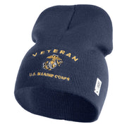 Veteran US Marine Corps Symbol Embroidered 8 Inch Short Beanie Made in USA - Navy OSFM