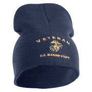 Veteran US Marine Corps Symbol Embroidered 8 Inch Short Beanie Made in USA - Navy OSFM