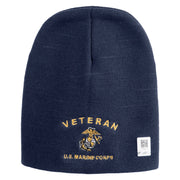 Veteran US Marine Corps Symbol Embroidered 8 Inch Short Beanie Made in USA - Navy OSFM
