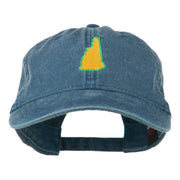 New Hampshire State Map Embroidered Washed Cotton Cap