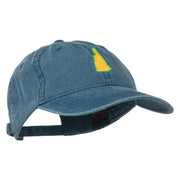 New Hampshire State Map Embroidered Washed Cotton Cap