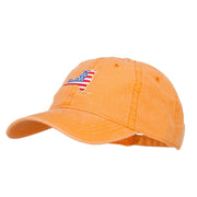 USA Flag New York Map Embroidered Washed Buckle Cap