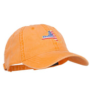 USA Flag New York Map Embroidered Washed Buckle Cap