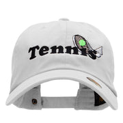 Tennis Rack and Ball Embroidered Unstructured Cotton Twill Washed Cap