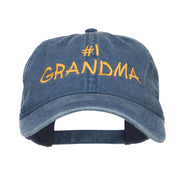 Number One Grandma Embroidered Washed Cap