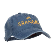 Number One Grandma Embroidered Washed Cap