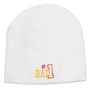 Number 1 Dad Outline Embroidered Short Beanie