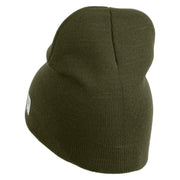 Veteran US Marine Corps Symbol Embroidered 8 Inch Short Beanie Made in USA - Olive OSFM