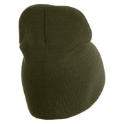 Veteran US Marine Corps Symbol Embroidered 8 Inch Short Beanie Made in USA - Olive OSFM