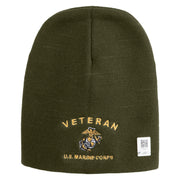 Veteran US Marine Corps Symbol Embroidered 8 Inch Short Beanie Made in USA - Olive OSFM
