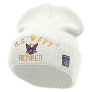 Licensed US Navy Retired Military Embroidered Long Beanie Made in USA