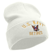 Licensed US Navy Retired Military Embroidered Long Beanie Made in USA