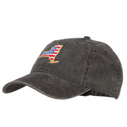 USA Flag New York Map Embroidered Washed Buckle Cap