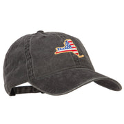 USA Flag New York Map Embroidered Washed Buckle Cap