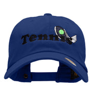 Tennis Rack and Ball Embroidered Unstructured Cotton Twill Washed Cap