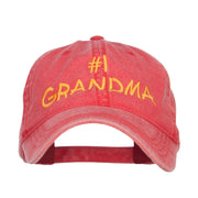 Number One Grandma Embroidered Washed Cap